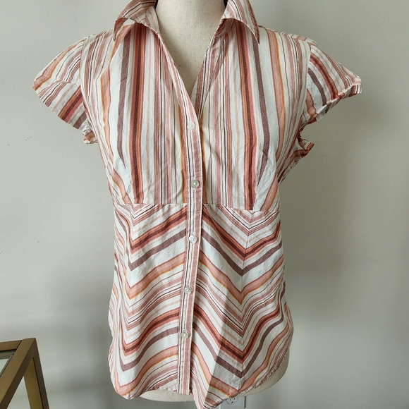 ALC multi color striped short-sleeved shirt | M - Picture 1 of 4